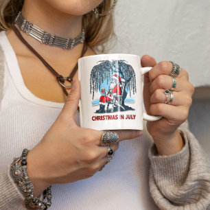 Mug Père Noël Festive Profitant Des Cheers D'Été