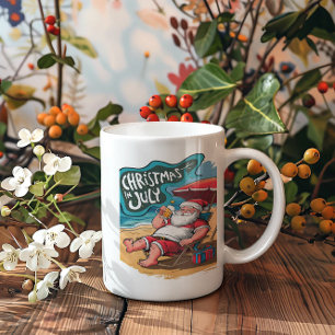 Mug Père Noël festive Se détendre sur la plage