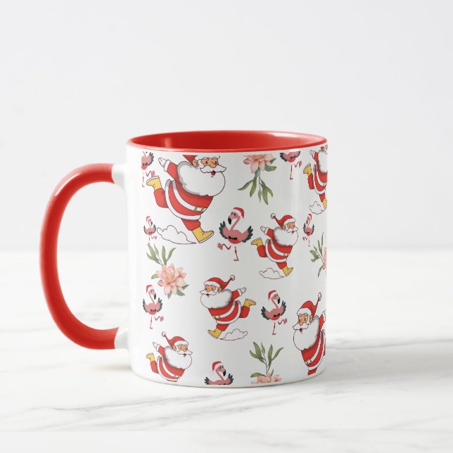 Mug Père Noël Flamant Tropical Motif de Noël (Gauche)