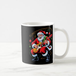 Mug Père Noël jouant de la guitare drôle vacances Noël