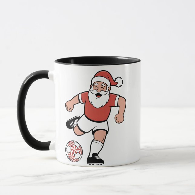 Mug Père Noël Jouer au football Joueur de Noël Sport (Gauche)