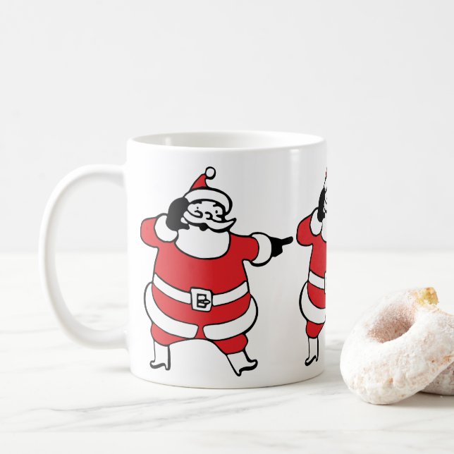 Mug Père Noël jovial appelant les rennes à Noël (Avec donut)