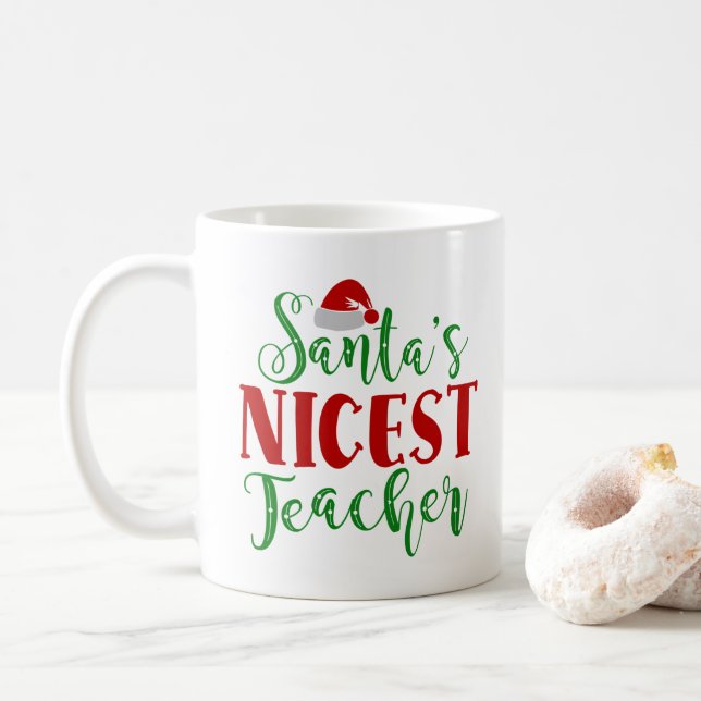 Mug Père Noël, meilleur enseignant (Avec donut)