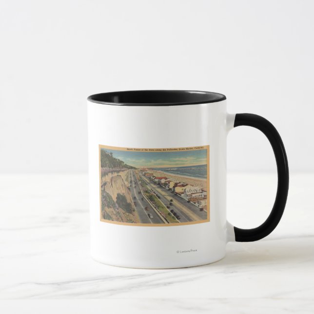 Mug Père Noël Monica, CA - Scène De Plage Le Long Des  (Droite)