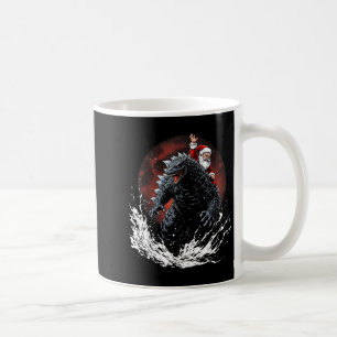 Mug Père Noël montant le monstre japonais Kaiju pour l
