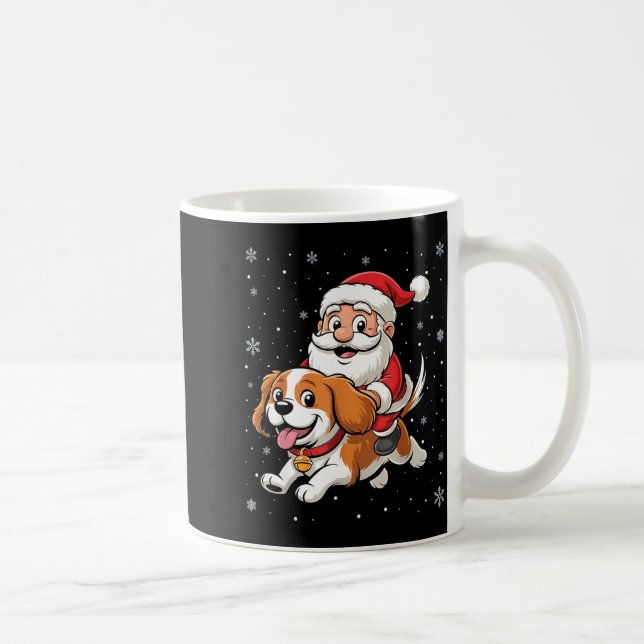 Mug Père Noël montant un Cavalier King Charles Spaniel (Droite)
