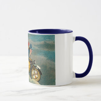 Mug Père Noël monte une moto - Noël