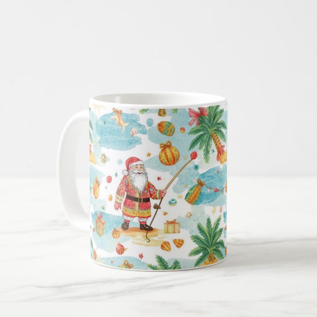 Mug Père Noël Noël Pêche en été (Devant gauche)