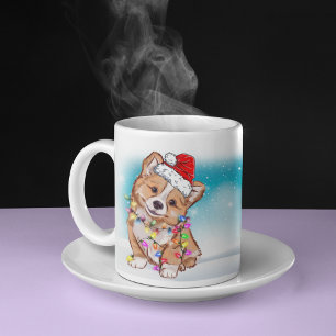 Mug Père Noël personnalisé Joyeux Noël Corgi Amoureux