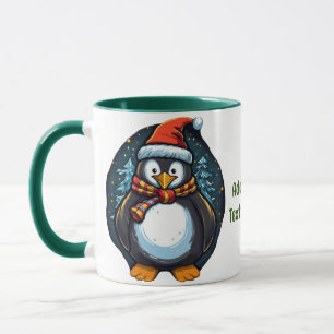 Mug Père Noël pingouin écharpe Noël tenue assortie en