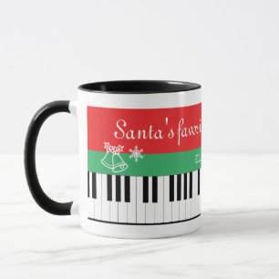 Mug Père Noël Professeur de piano préféré Bell Noël