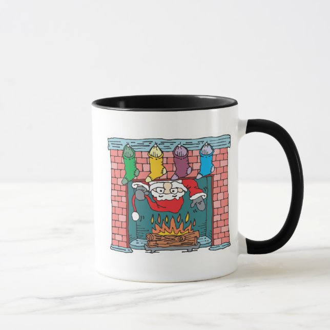 Mug père Noël regarde dans la cheminée (Droite)