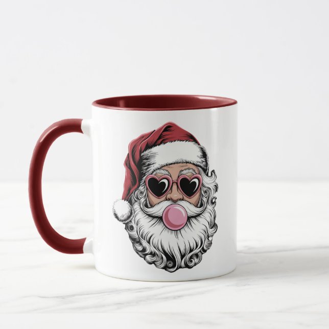 Mug Père Noël Rétro Avec Des Lunettes Qui Soufflent La (Gauche)