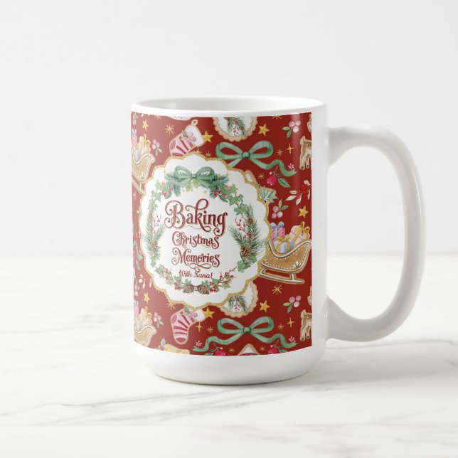 Mug Père Noël Rétro Biscuits de Noël en Rouge avec Nan (Droite)