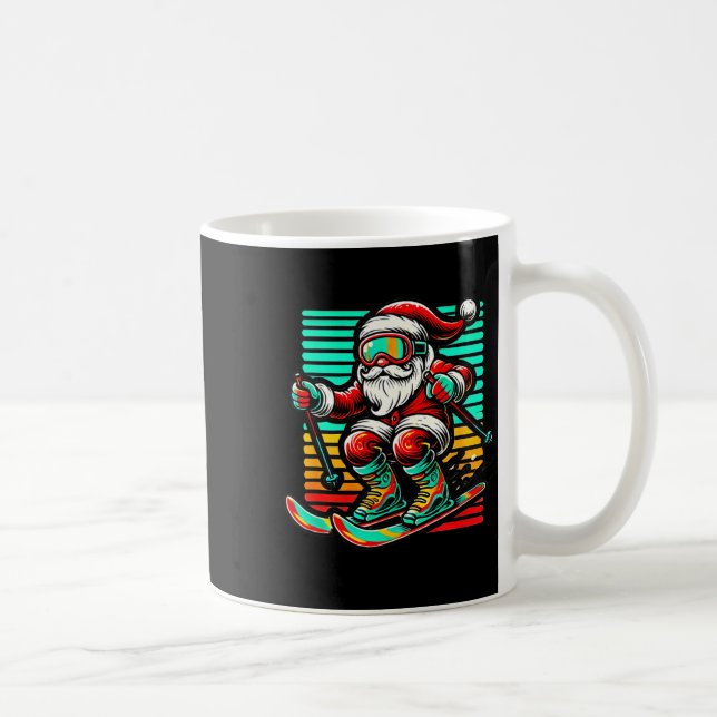 Mug Père noël rétro - ski de noël  (Droite)