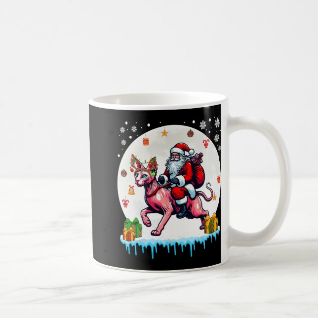 Mug Père Noël Riding Reindeer Sphynx Chat Noël Proprié (Droite)