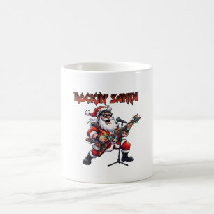 Mug Père Noël rockeur à la guitare de Noël