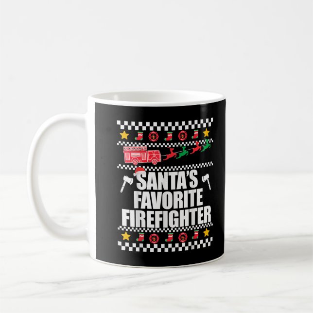 Mug PÈRE NOËL S FAVORITE FIREFIGHTER Ugly Christmas Sw (Gauche)