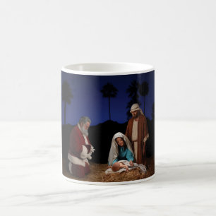 Mug Père Noël se mettant à genoux à la nativité