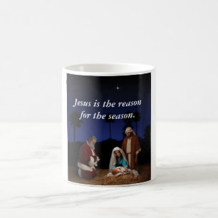 Mug Père Noël se mettant à genoux à la nativité
