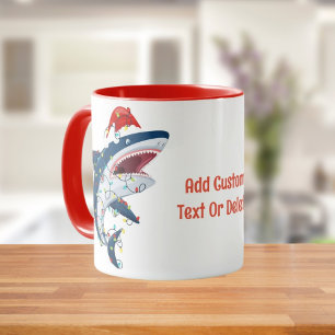Mug Père Noël Shark Noël illuminent Charkmas Tree Noël