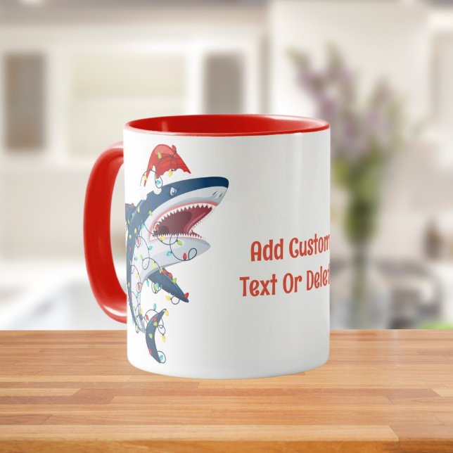 Mug Père Noël Shark Noël illuminent Charkmas Tree Noël (Créateur téléchargé)