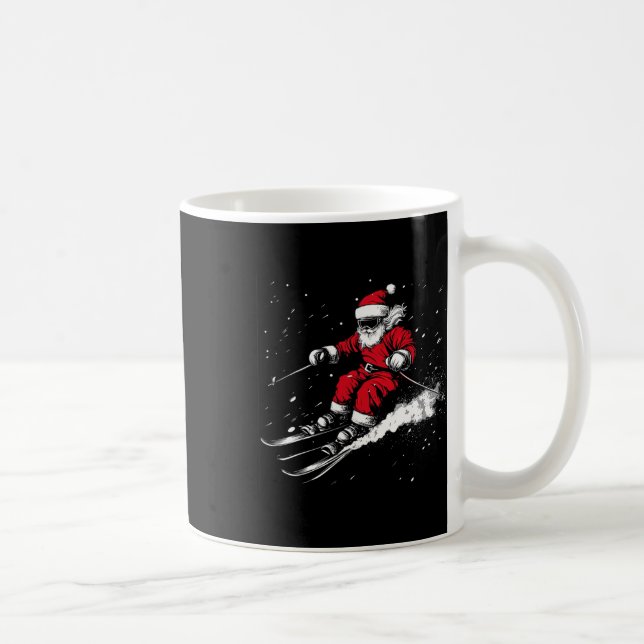 Mug Père Noël Ski Drôle Skiant Xmas Noël  (Droite)