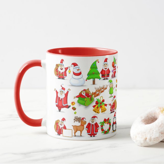 Mug Père Noël, Snowman, Elfes, Reindeer, Penguin (Avec donut)