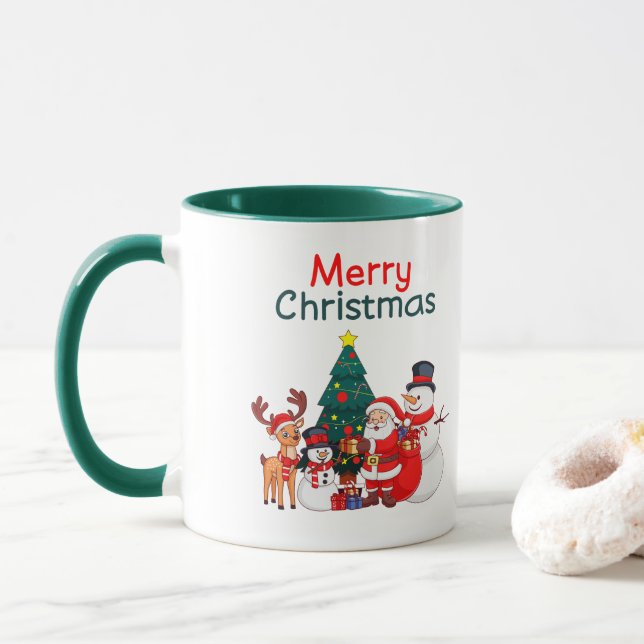 Mug Père Noël, Snowman Et Reindeer Joyeux Noël (Avec donut)