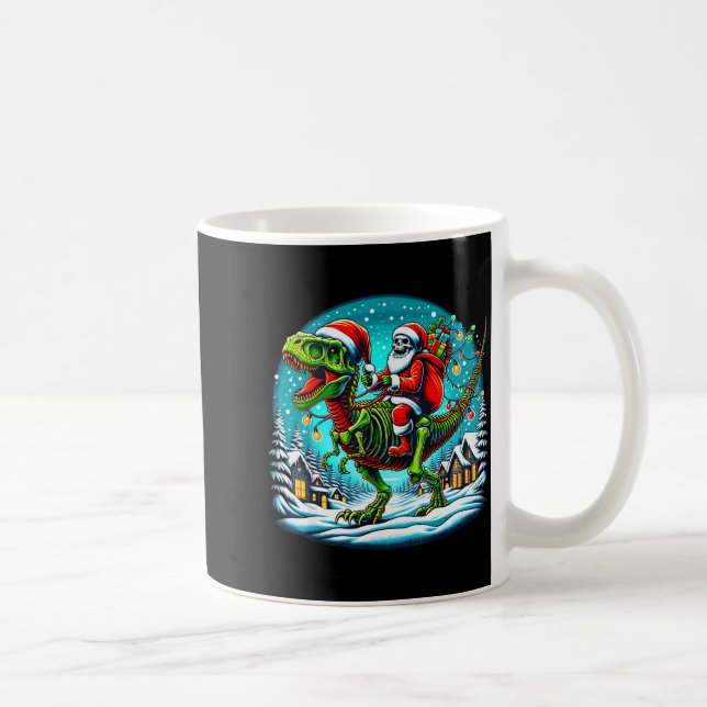 Mug Père Noël squelette à cheval sur T Rex dinosaure N (Droite)