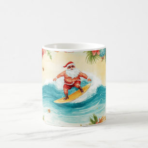 Mug Père Noël surfant pendant les fêtes de Noël