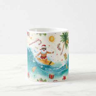 Mug Père Noël surfant pendant les fêtes de Noël