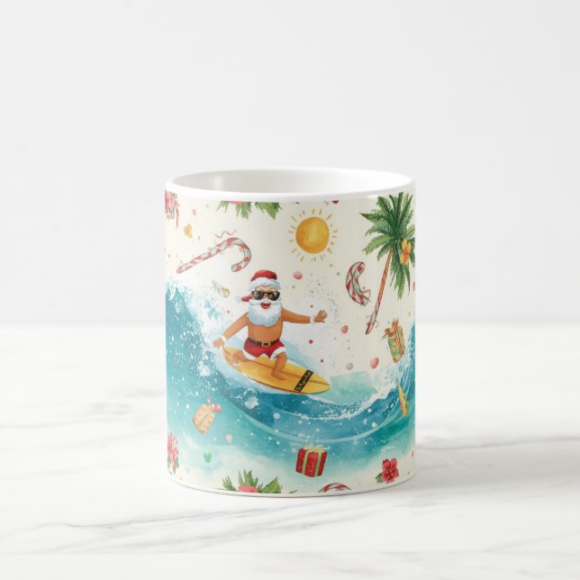 Mug Père Noël surfant pendant les fêtes de Noël (Centre)