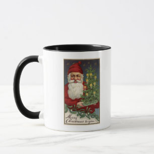 Mug Père Noël tenant un arbre illuminé par des boug