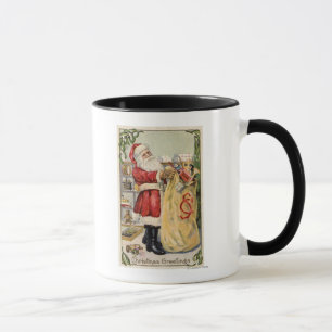 Mug Père Noël tenant un sac débordant de jouets