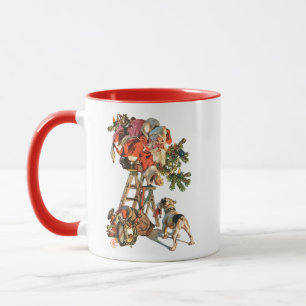 Mug Père Noël vers le haut d'une échelle