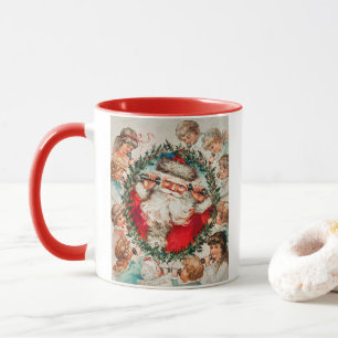 Mug Père Noël victorien au téléphone avec enfants