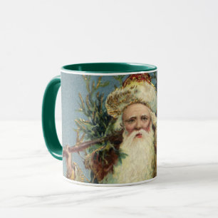 Mug Père Noël victorien vintage avec sapin de Noël