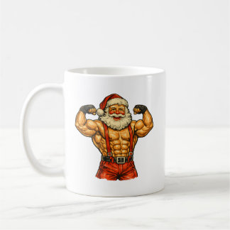 Mug Père Noël vintage culturiste Noël drôle de Noël