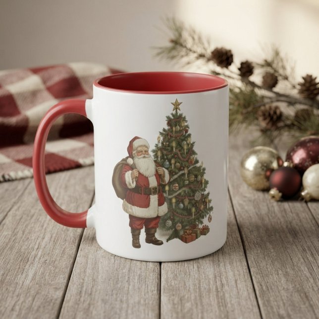 Mug Père Noël vintage et sapin de Noël (Créateur téléchargé)