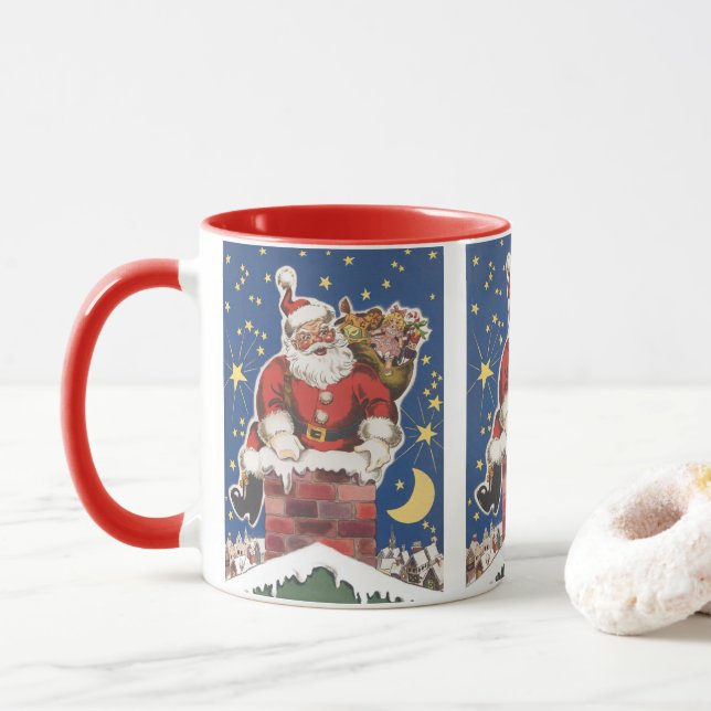 Mug Père Noël vintage, La Nuit avant Noël (Avec donut)