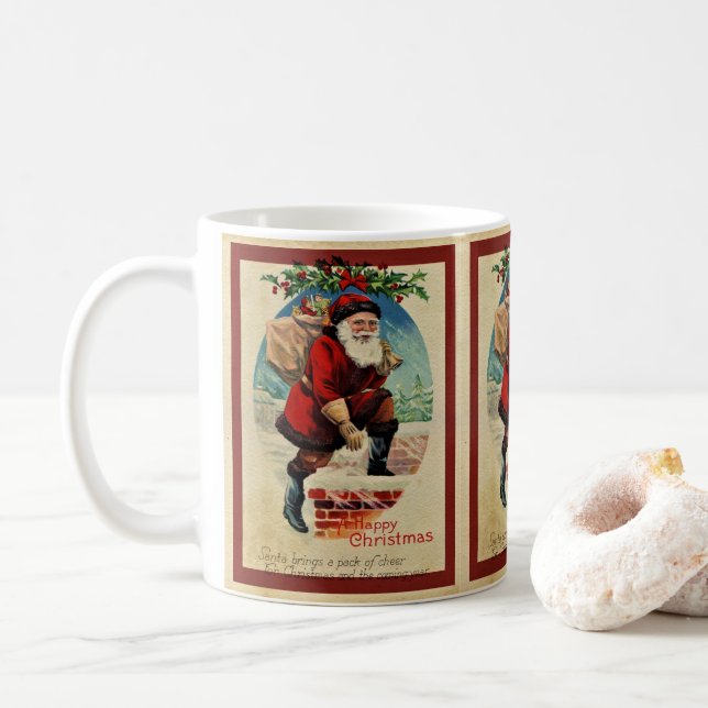 Mug Père Noël vintage Noël Fête céramique (Avec donut)