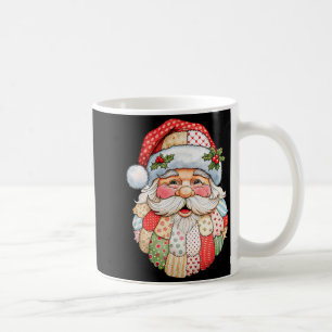 Mug Père Noël vintage patchwork d'art populaire Noël
