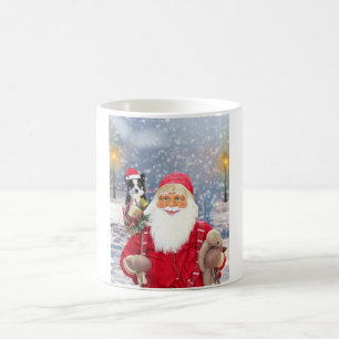 Mug Père Noël w Cadeaux de Noël Bordure Collie Chien