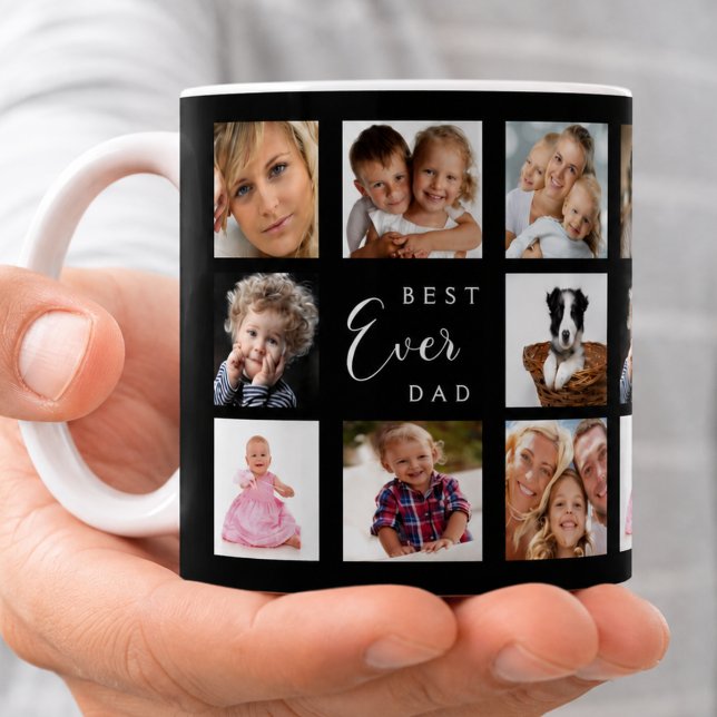 Mug Père papa photo montage noir (Créateur téléchargé)