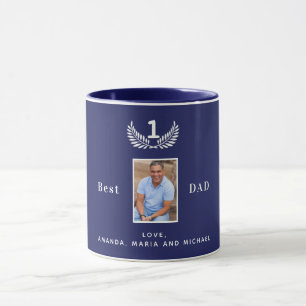 Mug Père photo personnalisée marine bleu noms blancs