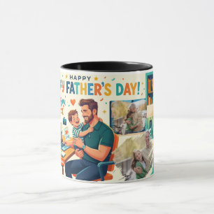 MUG PÈRE QUI TRAVAILLE DESIGN MODERNE PERSONNALISÉ AVE