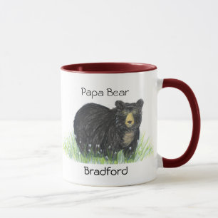 Mug Pères cadeaux Ajouter Nom Papa Ours Noir Ours