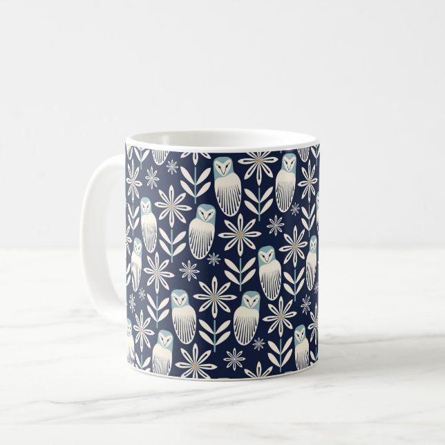 Mug Perfect Barn Owl - arrière - plan bleu (Devant gauche)