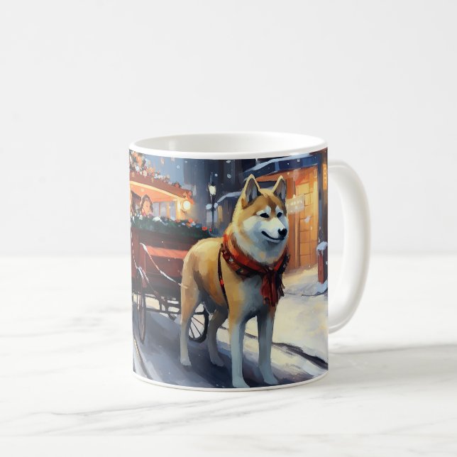 Mug Période de fêtes d'Akita de Noël (Devant droit)